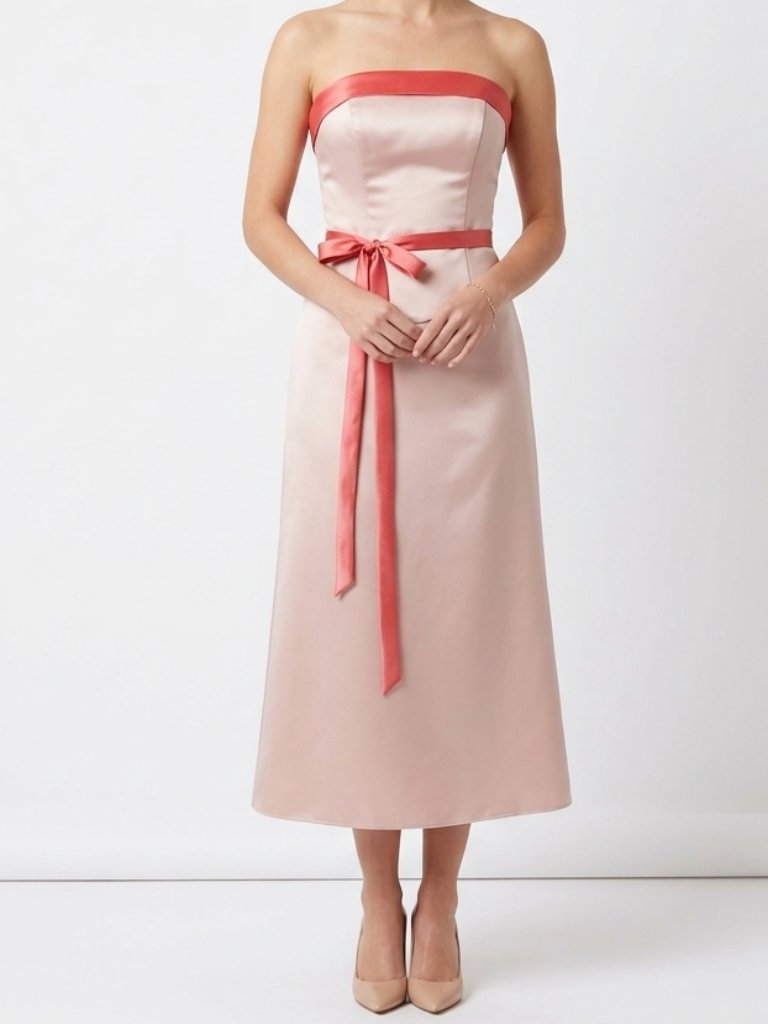 Romantic Bridals 2 Tone Satin Strapless Dress New- Sz. 8